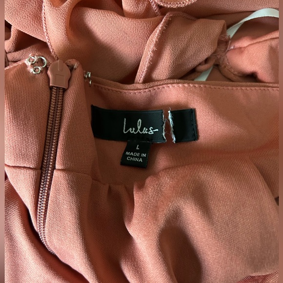 Lulu’s Large Soiree Celebration Rusty Rose Ruffled Lace-Up Maxi Dress - Picture 6 of 11